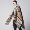 Women Poncho Scarf Cardigan Sweater Geometrical Print Warm