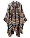 Women Poncho Scarf Cardigan Sweater Geometrical Print Warm