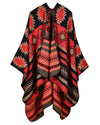 Women Poncho Scarf Cardigan Sweater Geometrical Print Warm