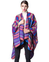 Women Poncho Scarf Cardigan Sweater Geometrical Print Warm