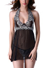 Sexy Women Sheer Lace Mesh Babydoll Backless High Waist G-String Chemise Dress Sleepwear Lingerie