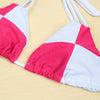 New Sexy Women Bikini Set Color Block Halter Wireless Padded Two Piece Bathing Suit Swimwear Swimsuits Rose