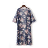 New Women Kimono Cardigan Beach Cover Up Floral Print Chiffon Boho Long Loose Casual Blouse Top Beachwear Dark Blue