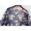 New Women Kimono Cardigan Beach Cover Up Floral Print Chiffon Boho Long Loose Casual Blouse Top Beachwear Dark Blue