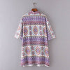 New Fashion Women Chiffon Kimono Cardigan Geometric Print Loose Bohemian Outerwear Beach Cover Up Purple