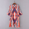 Women Casual Hippie Kimono Chiffon Blouse Geometric Print Long Loose Cardigan Summer Beach Cover Up Orange