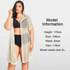 Sexy Women Bikini Cover Up Fishnet Hollow Out Hooded Cardigan Plus Size Outerwear Beachwear Beige