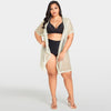 Sexy Women Bikini Cover Up Fishnet Hollow Out Hooded Cardigan Plus Size Outerwear Beachwear Beige