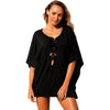 Sexy Women Beach Cover Up Lace Up Kaftan Swimwear Beachwear Loose Bikini Dress Black/White