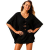 Sexy Women Beach Cover Up Lace Up Kaftan Swimwear Beachwear Loose Bikini Dress Black/White