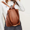 Genuine Leather Anti-theft Bag for Women - Brown