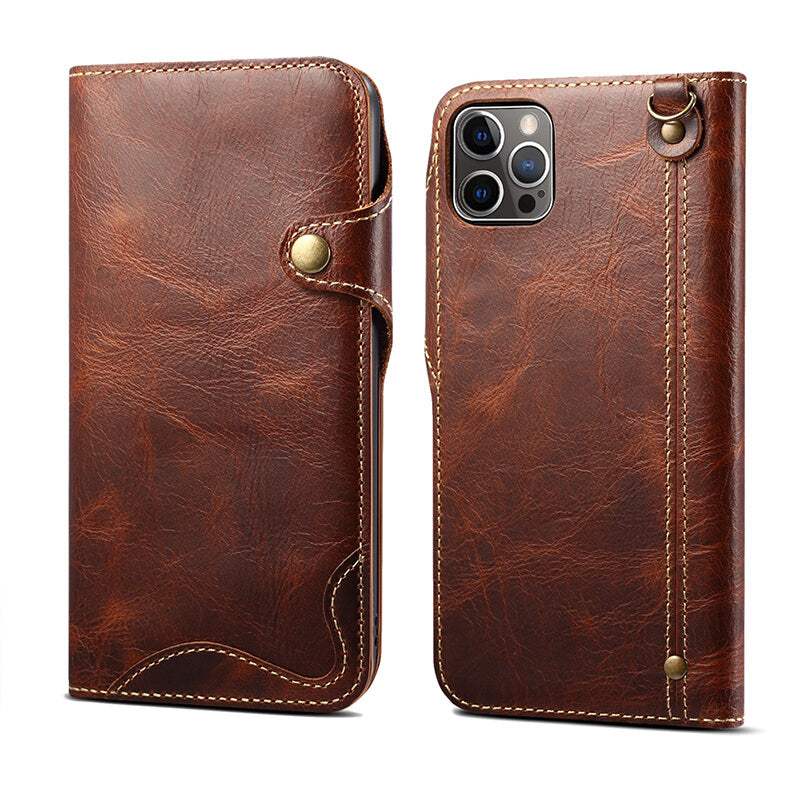 H1149 iPhone 12/13 Pro Max Genuine Leather Mobile Phone Case