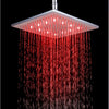 8" Chrome Finish LED Square Shower Spray Sprinkler Head Temperature Sensor 3 Color Changing