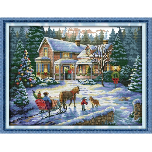 57*44cm DIY Handmade Counted Cross Stitch Needlework Set Embroidery Kit Christmas Scenery Home Decoration 14CT