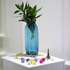 CASAMOTION 31cm Hand Blown Modern Ribbed Design Glass Vase Home Art Decoration Floral Arrangements Straight Shape