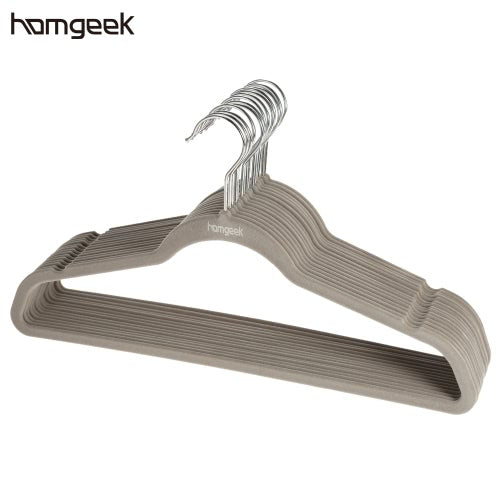 Homgeek Brand New Non-slip Velvet Clothes Hanger Suit/Shirt/Pants Clothes Rack Coat Hangers 60PCS Grey Blue-green Khaki Purple