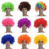 Festnight Adult Colorful Clown Afro Wig Curly Hair Halloween Masquerade Cosplay Costume Football Fans Wig