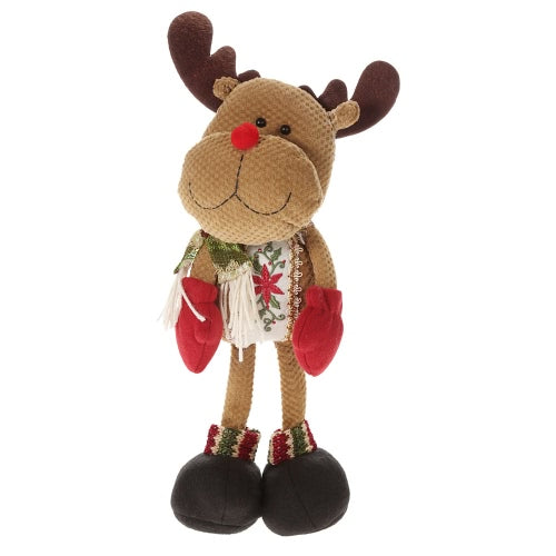 Festnight High-end Lovely Christmas Stuffed Toy Delicate Adorable Standing Santa Clause Reindeer Snowman Xmas Doll Christmas Decoration