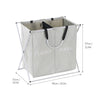 2 Sections Foldable X-frame Oxford Laundry Basket Hamper Mesh Drawstring Dirty Clothes Bin Organizer with Detachable Aluminum Frames