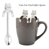 Cute Cat Spoon Long Handle Mini Flatware Coffee Stainless Steel Drinking Seasoning Tools Hanging Up Teaspoon Kitchen Gadget 11.8*1.8 cm Ice Cream Desert Tea Spoons