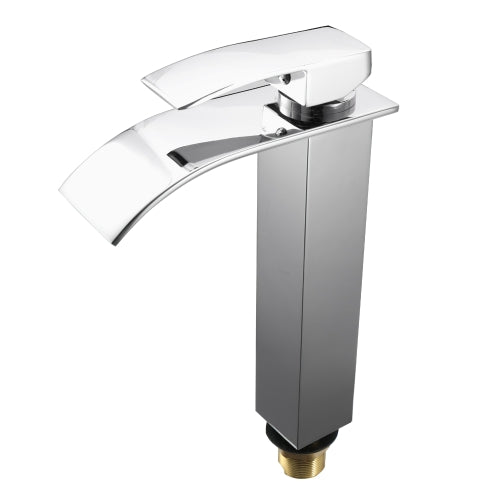Deck Mounted Square Vessel Bathroom Basin Water Faucet Hot and Cold Crane Basin Tap Waterfall Faucets