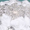 18cm Handmade Wedding Brooch Rhinestone Bridal Bouquet Satin Rose Flower with Artificial Pearls Decorated for Bride Wedding Supplies