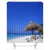 Simulation 3D Seaview Natural Scenery Waterproof Shower Curtain Drapes of Bathroom Toilet with Hooks