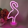 Flamingo/Cactus/Moon/Heart/Angel/Star/Lightning Neon Signs LED Light with Holder Base for Party Supplies Removable Home Table Decoration Lamp for Kids Room Style