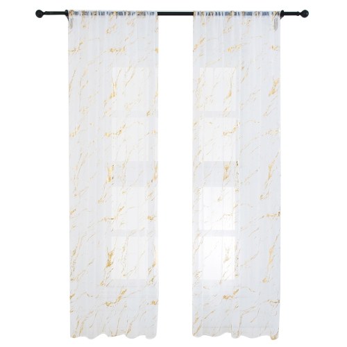 Sheer Curtains Marble Print Window Screen Curtains