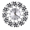 Retro Luxury Flower Shape Diamond Round Quartz Clock Art Wall Clock Mute Home Living Room Decor