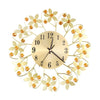 Retro Luxury Flower Shape Diamond Round Quartz Clock Art Wall Clock Mute Home Living Room Decor