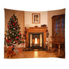 Christmas Tapestries Wall Hanging Art Tapestry Polyester Xmas Fireplace Tapestry Table Cloth