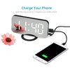 LED Digital Alarm Clock with Large White Font Display Mirror Surface Snooze Function Dual USB Charging Ports for Bedroom Children's Rooms Office Travel