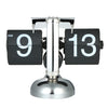 Small Scale Table Clock Retro Flip Over Clock Stainless Steel Flip Internal Gear Operated Quartz Clock