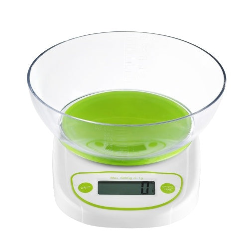 Food Scale with Bowl Digital Kitchen Scale 11lb/ 5kg High Precision Scale with LCD Display Electric Weight for Kitchen Cooking Baking