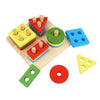 Wooden Puzzle Blocks Kids Toddler Puzzle Geometry Toys Shapes Sorter Preschool Geometric Blocks Stacking Games