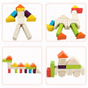 30PCS Colored Building Blocks Wooden Puzzle Blocks Kids Toddler Puzzle Toys Preschool Shapes Geometric Blocks Stacking Games