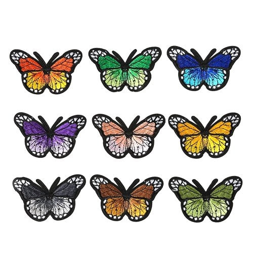 9 Pieces Butterfly Iron on Patches Different Colors Embroidery Applique Patches for Arts Crafts DIY Decor, Jeans, Kid's Clothing, Bag,Caps,Arts Craft Sew Making