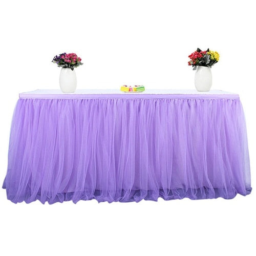 Handmade Tulle Table Skirt Tablecloth Decorative Tableware Cloth