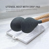 Kitchen Spatula Rack Utensil Rest with Drip Pad Heat-Resistant BPA-Free Spoon Rest Multiple Kitchen Utensil Holder