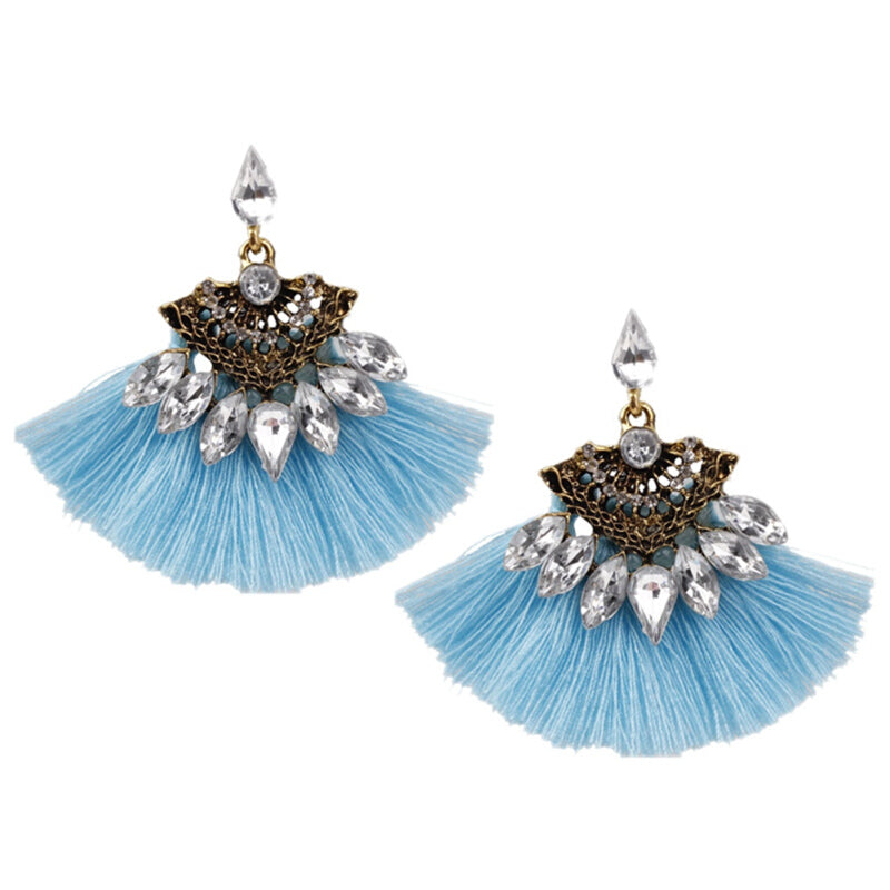 Handmade Premium Tassel Earrings - Blue