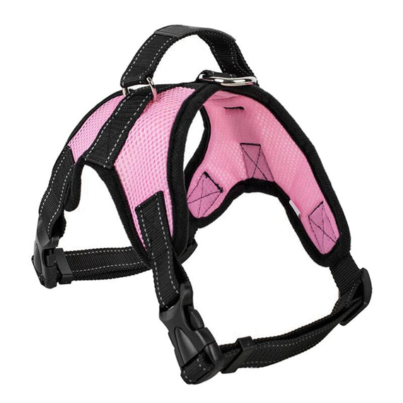 Heavy Duty Dog Nylon Adjustable Pet Harness Collar - Pink