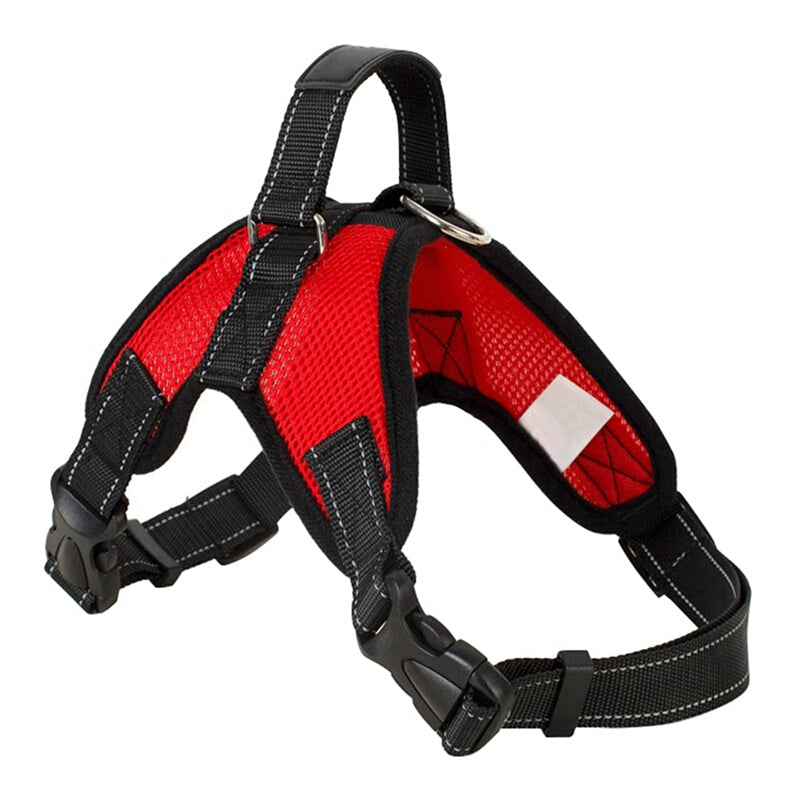 Heavy Duty Dog Nylon Adjustable Pet Harness Collar - Red