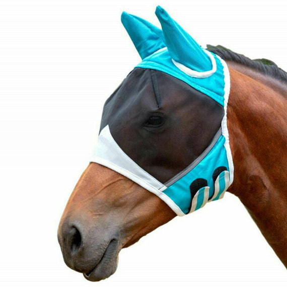 Horse Premium Protective Fly Mask - Sky Blue