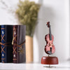 Classical Wind Up Violin Music Box with Rotating Musical Base Instrument Miniature Replica Artware Gift