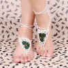 Cotton Thread Crochet Foot Chain Bracelet Anklet Maple Leaf Triangle Beach Barefoot Sandal Blue