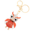 Fashional Jewelry Hollow Alloy Vintage Shinning Rhinestone Owl Pendant Key Ring Key Chain