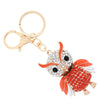 Fashional Jewelry Hollow Alloy Vintage Shinning Rhinestone Owl Pendant Key Ring Key Chain