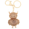 Fashional Jewelry Hollow Alloy Vintage Shinning Rhinestone Owl Pendant Key Ring Key Chain