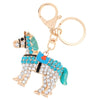 Fashional Jewelry Hollow Shinning Rhinestone Aureate Horse Pendant Key Ring Key Chain